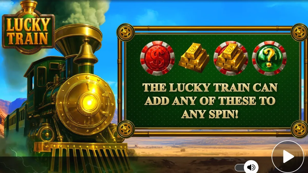 Locomotiva steampunk em um cenário de deserto no slot Lucky Train